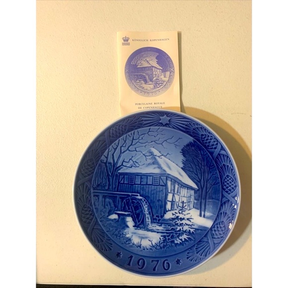 VIBAEK WATER MILL 1976 Plate Royal Copenhagen Denmark Danish Christmas Blue - Picture 2 of 6